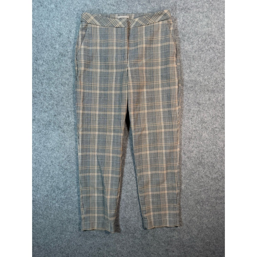 HM Womens Glen Plaid Ankle Pants Brown Black Check Trousers Size 6 High Rise
